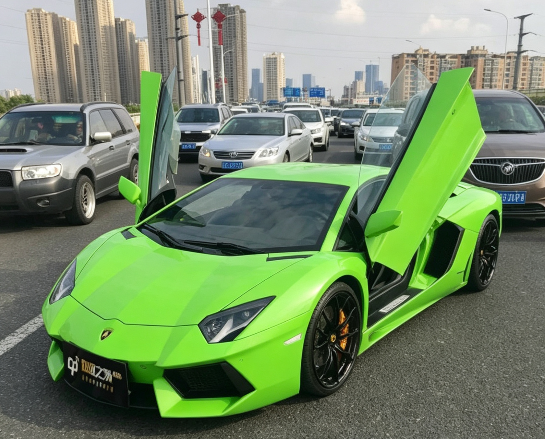 兰博基尼Aventador绿色2012年04月