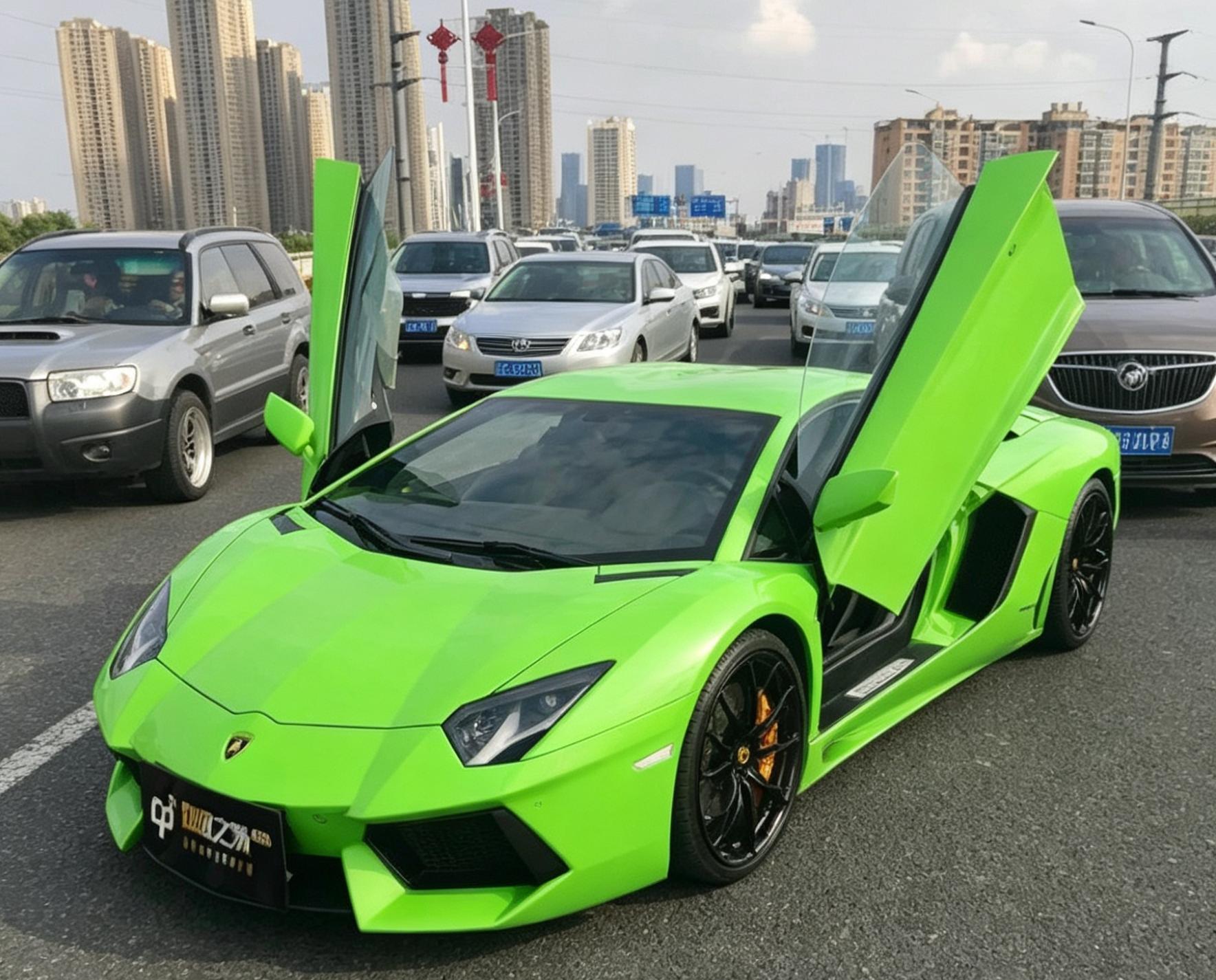 兰博基尼Aventador绿色2012年04月